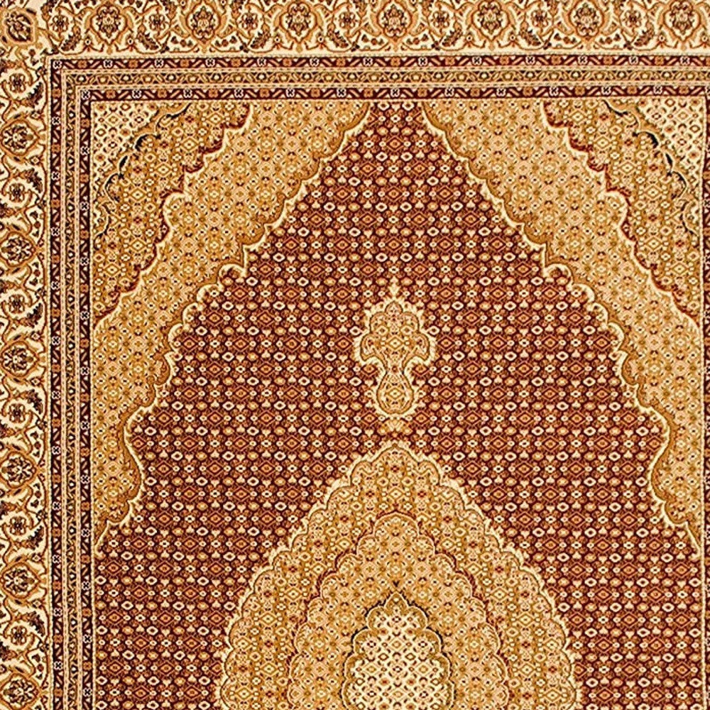 7’ x 9’ Red and Beige Medallion Area Rug