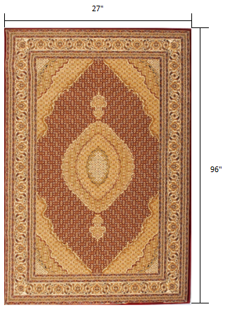 7’ x 9’ Red and Beige Medallion Area Rug