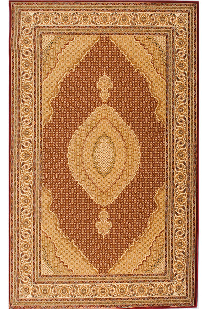 7’ x 9’ Red and Beige Medallion Area Rug