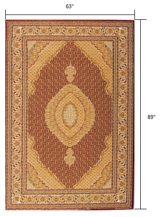 7’ x 9’ Red and Beige Medallion Area Rug