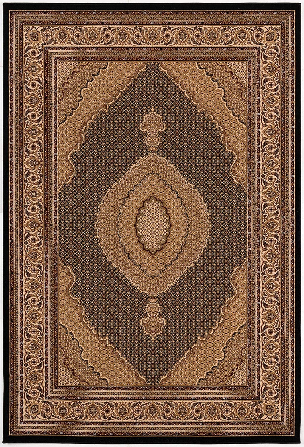2’ x 8’ Black and Beige Medallion Runner Rug