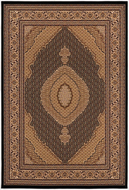 2’ x 8’ Black and Beige Medallion Runner Rug