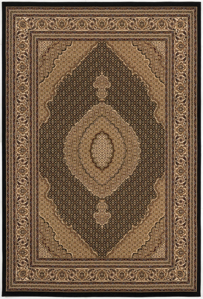 2’ x 8’ Black and Beige Medallion Runner Rug