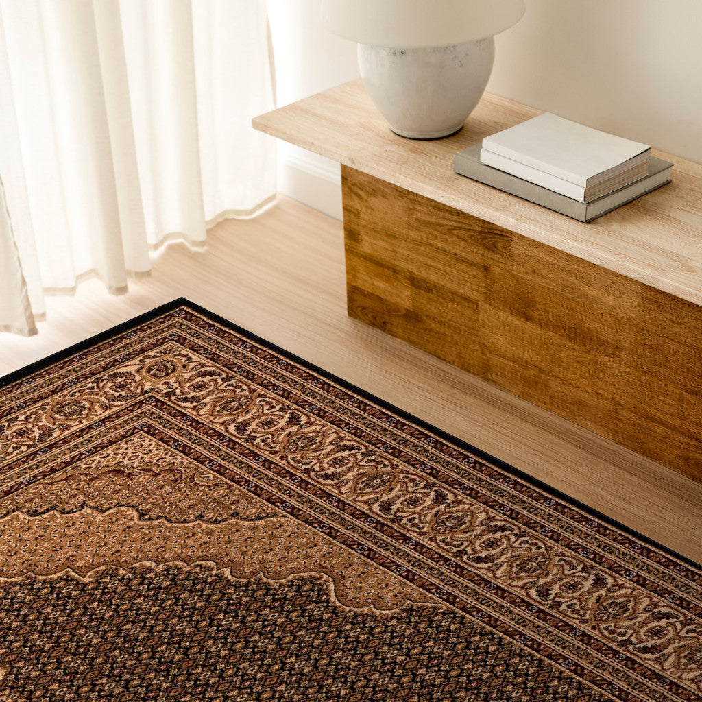 5’ x 8’ Black and Beige Medallion Area Rug