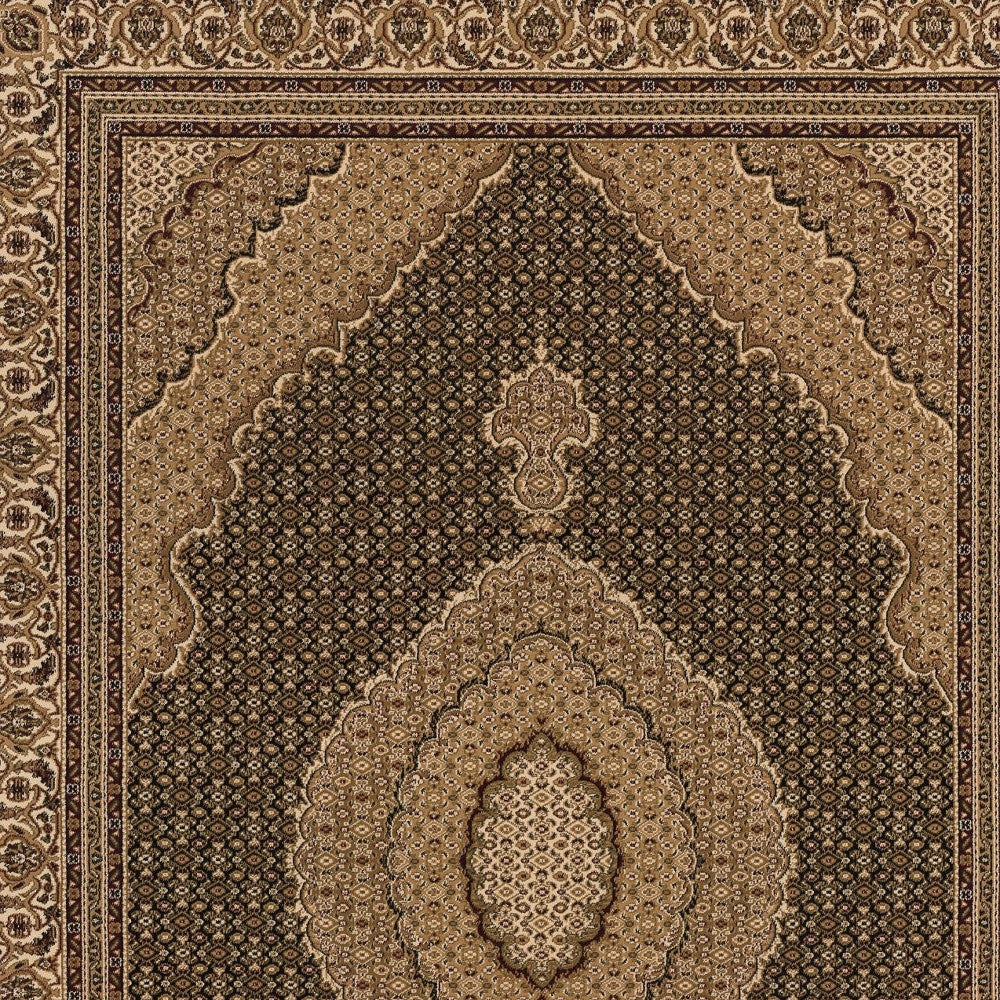5’ x 8’ Black and Beige Medallion Area Rug