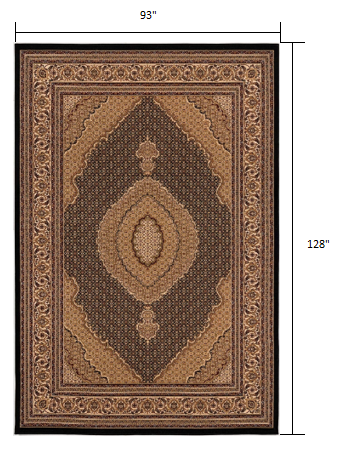 5’ x 8’ Black and Beige Medallion Area Rug
