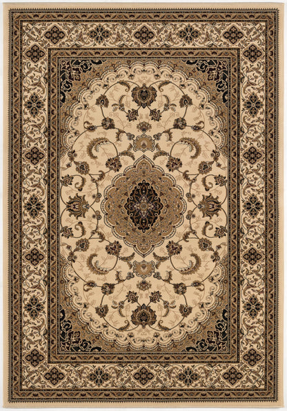 5’ Round Cream Floral Medallion Area Rug