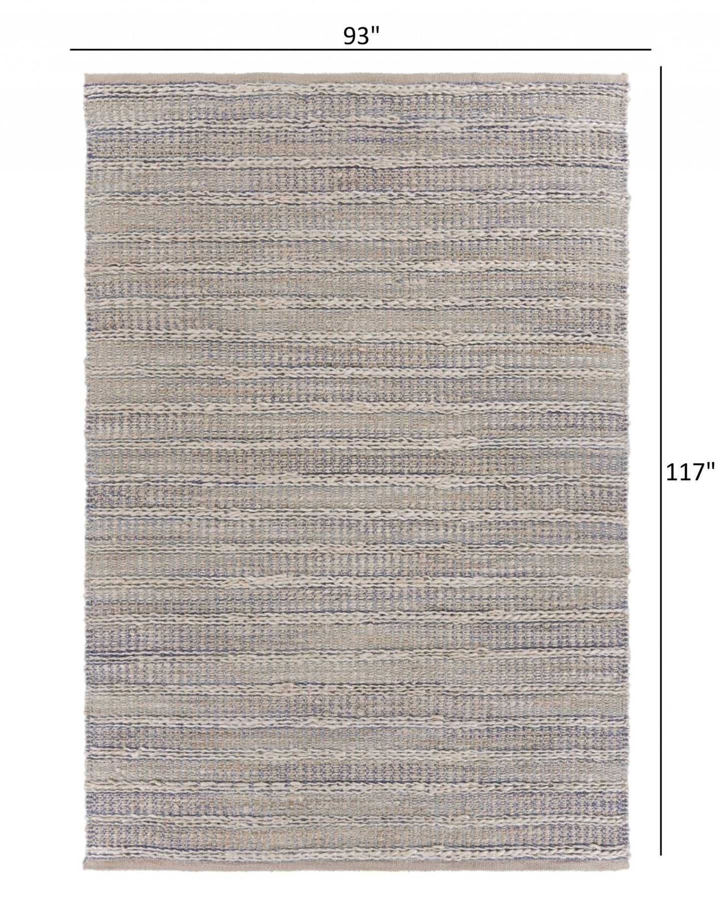 9’ x 12’ Blue and Cream Braided Jute Area Rug