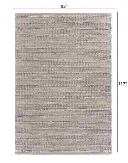 9’ x 12’ Blue and Cream Braided Jute Area Rug