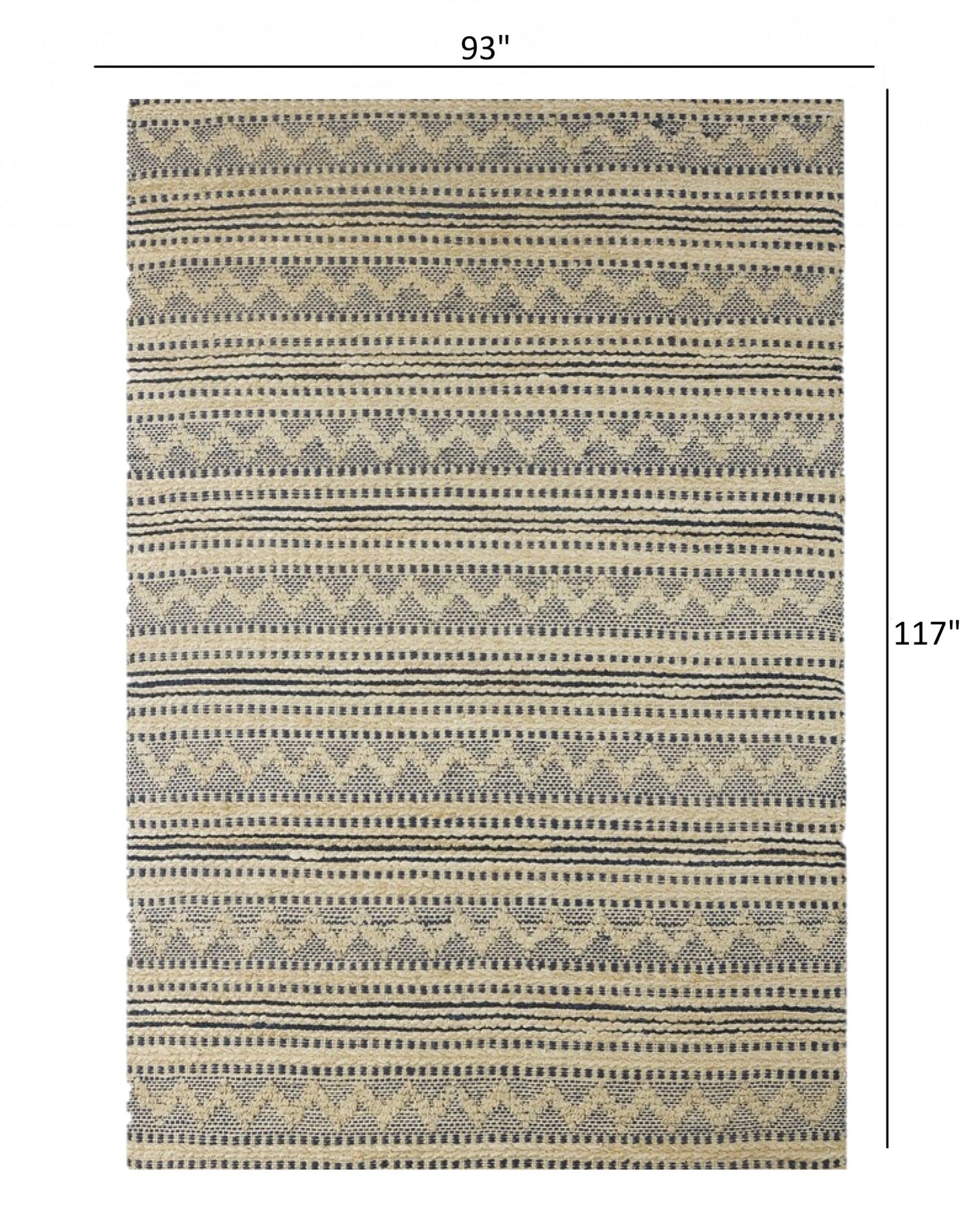 8’ x 10’ Blue and Beige Chevron Striped Area Rug
