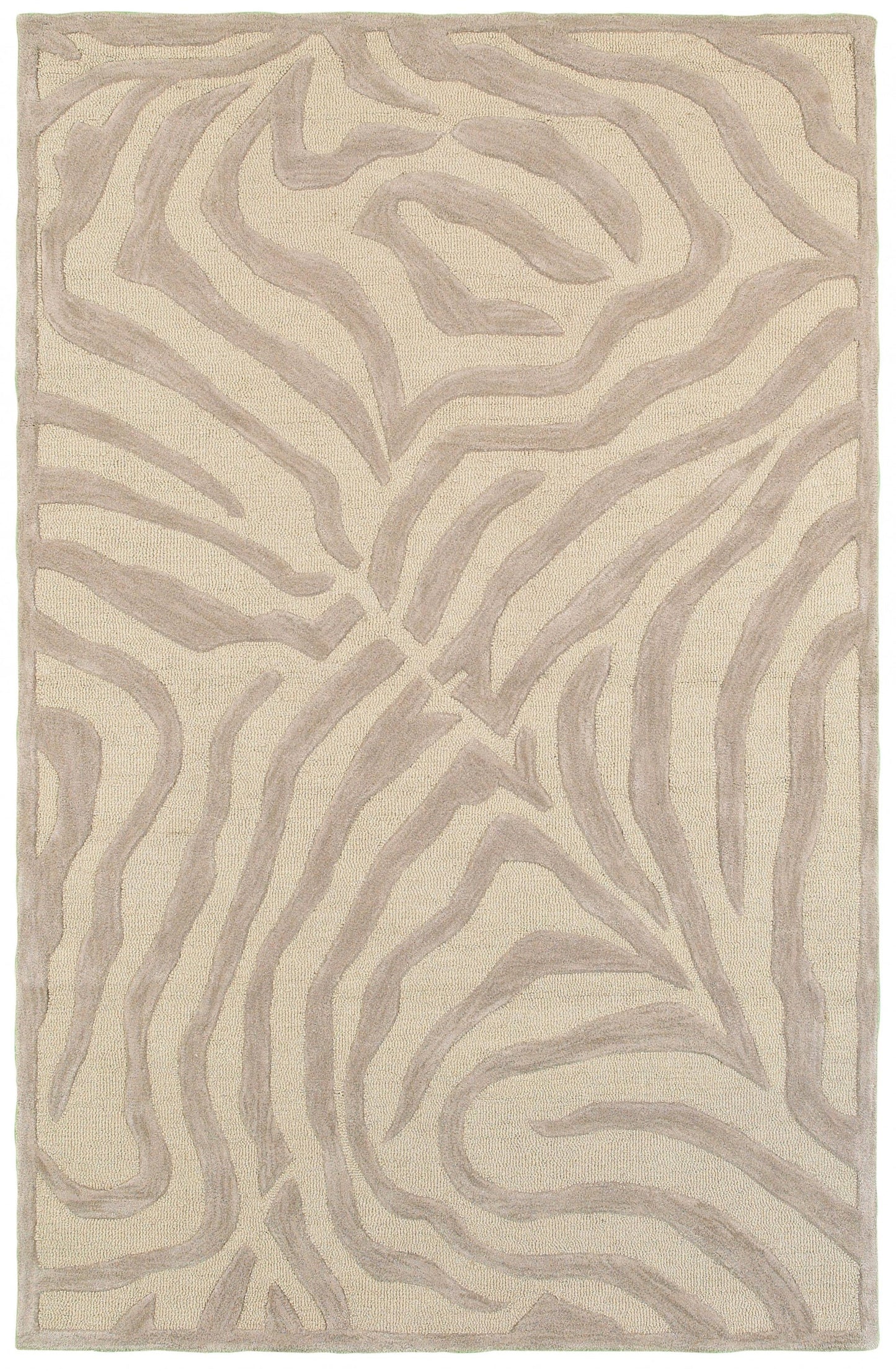 3’ Round Taupe Zebra Pattern Area Rug