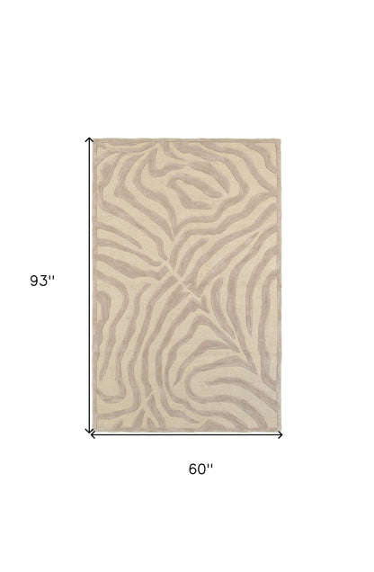 3’ Round Taupe Zebra Pattern Area Rug