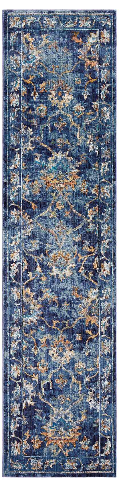 4’ x 6’ Blue and Gold Jacobean Area Rug