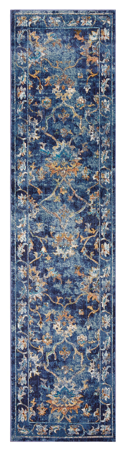 4’ x 6’ Blue and Gold Jacobean Area Rug