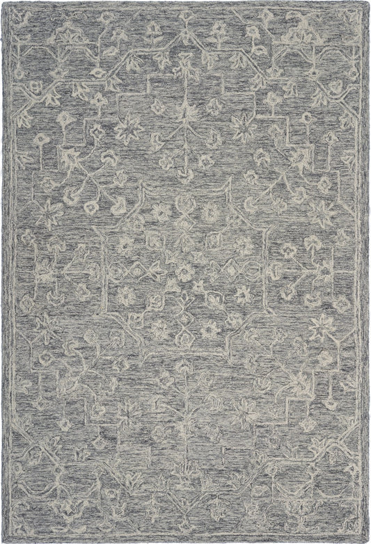 7’ x 9’ Gray Floral Finesse Area Rug