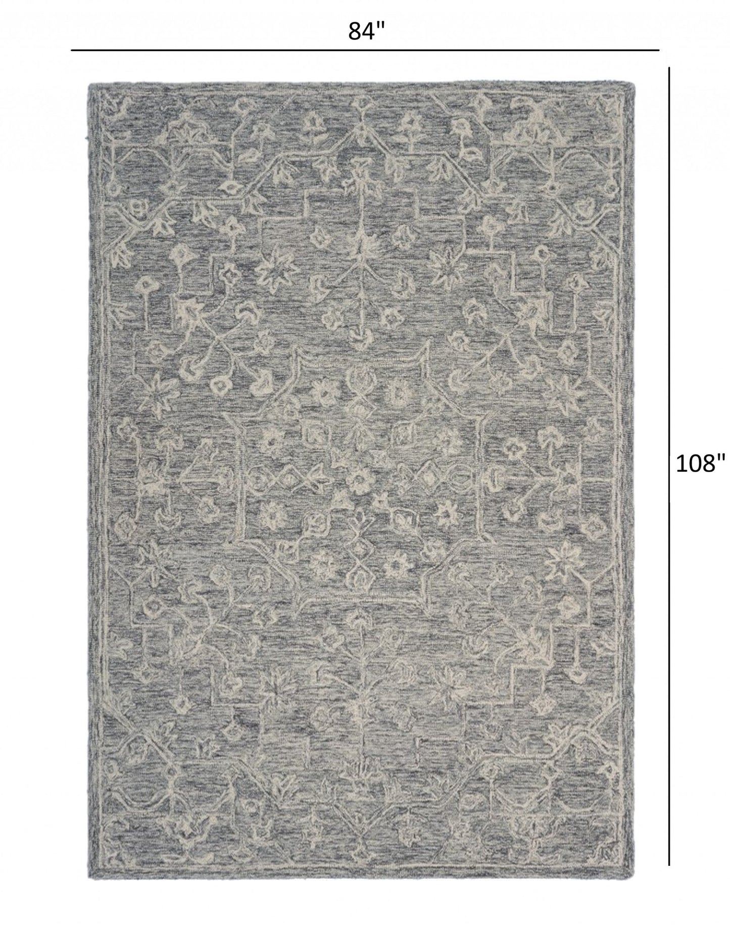 7’ x 9’ Gray Floral Finesse Area Rug