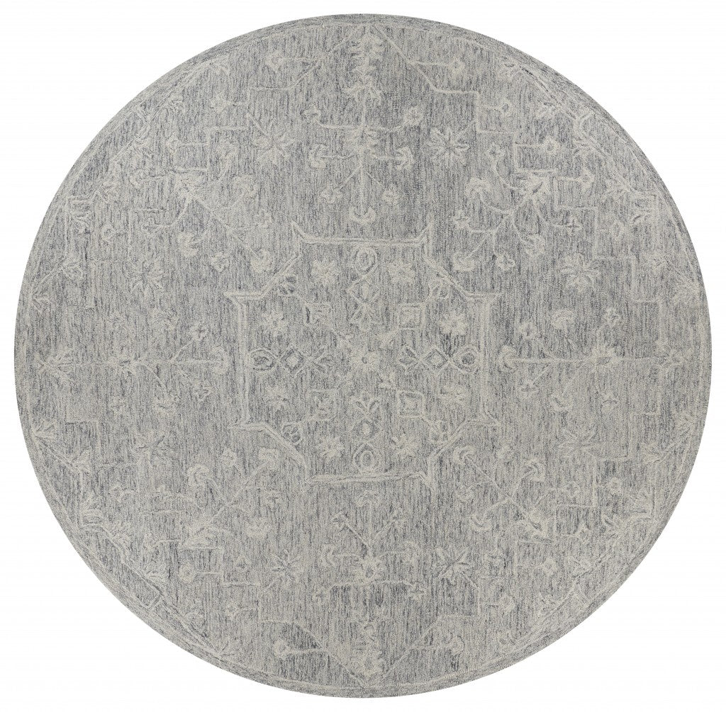 7’ x 9’ Gray Floral Finesse Area Rug