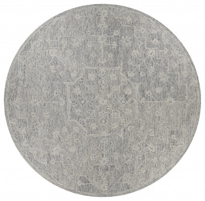 7’ x 9’ Gray Floral Finesse Area Rug