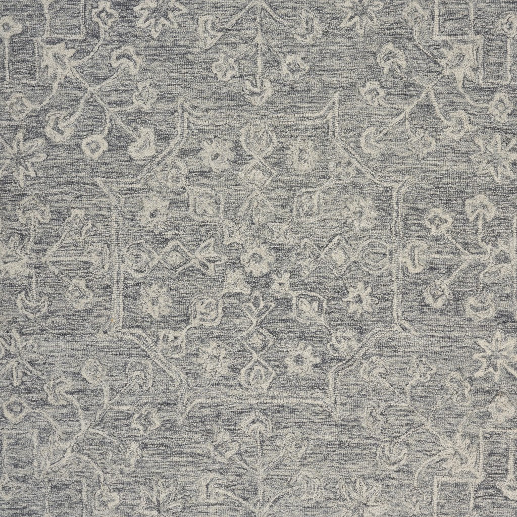 7’ x 9’ Gray Floral Finesse Area Rug