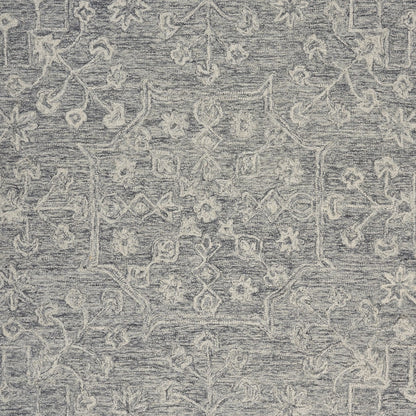 7’ x 9’ Gray Floral Finesse Area Rug
