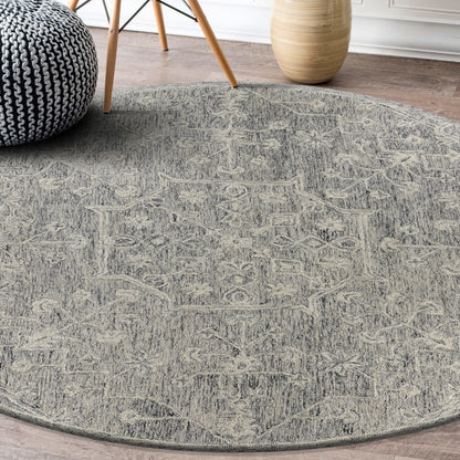7’ x 9’ Gray Floral Finesse Area Rug