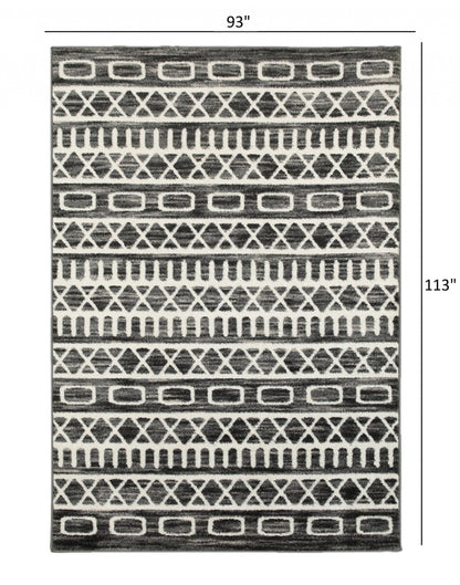 8’ x 10’ Black and White Geometric Area Rug