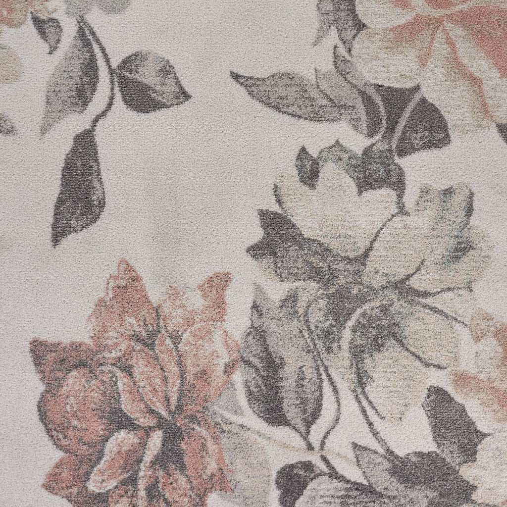 5’ x 7’ Ivory Blooming Rose Area Rug