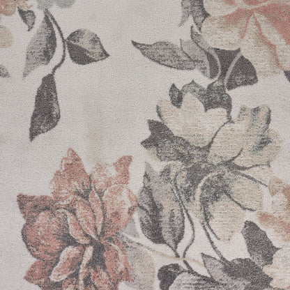 5’ x 7’ Ivory Blooming Rose Area Rug