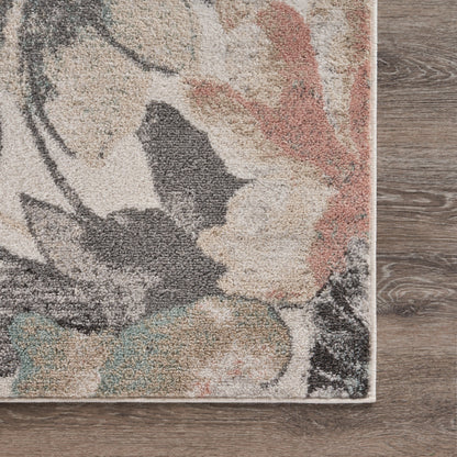 5’ x 7’ Ivory Blooming Rose Area Rug