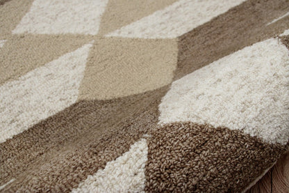 4’ Round Brown Bohemian Geometric Area Rug