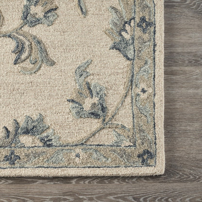 5' Light Blue Round Wool Hand Tufted Area Rug
