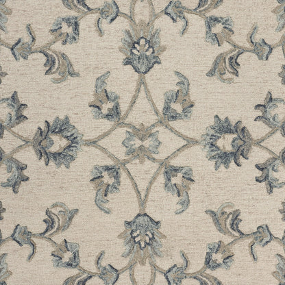 5' Light Blue Round Wool Hand Tufted Area Rug