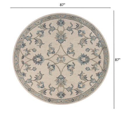 5' Light Blue Round Wool Hand Tufted Area Rug