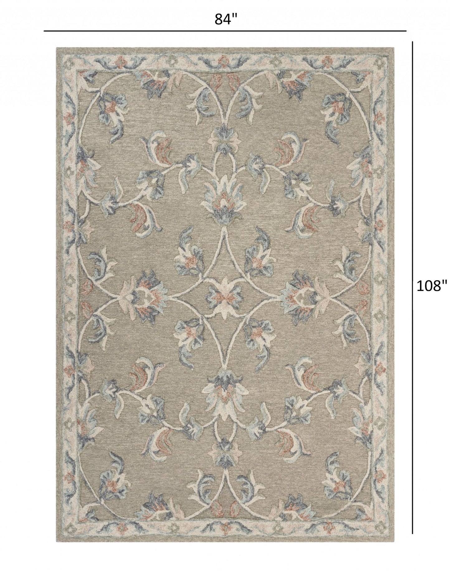 7' X 9' Gray Wool Hand Tufted Area Rug
