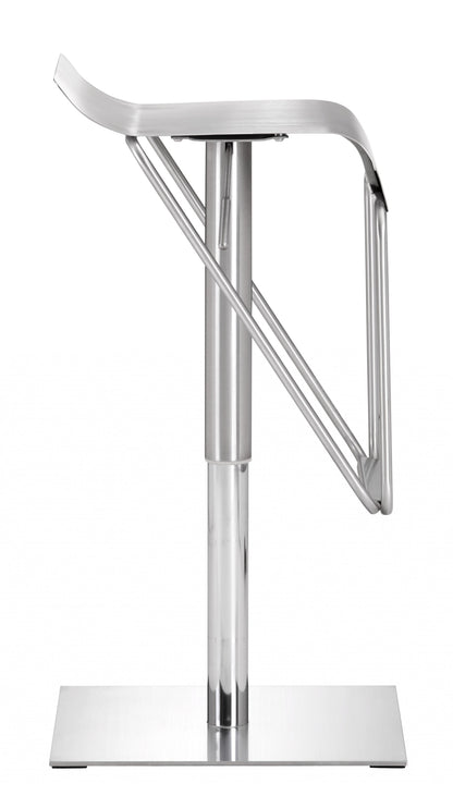 22" Silver Swivel Backless Bar Height Chair With Footrest