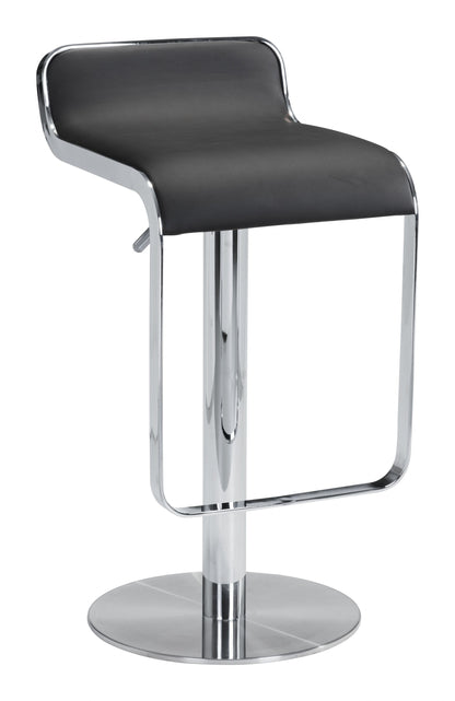 31" Black And Silver Steel Swivel Backless Adjustable Height Bar Chair With Footrest