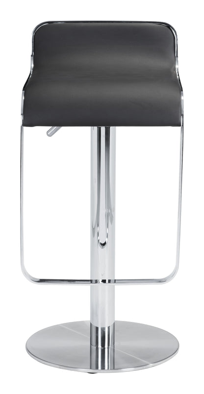 31" Black And Silver Steel Swivel Backless Adjustable Height Bar Chair With Footrest