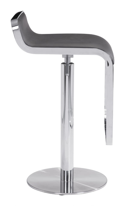 31" Black And Silver Steel Swivel Backless Adjustable Height Bar Chair With Footrest