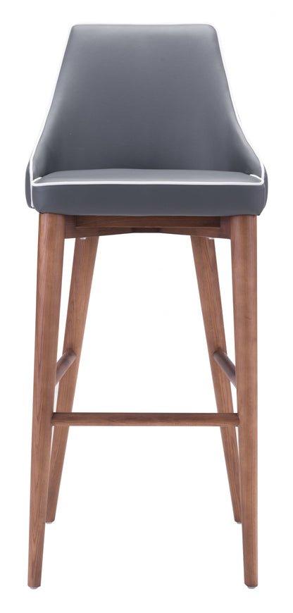 41" Gray And Brown Solid Wood Low Back Bar Height Chair With Footrest
