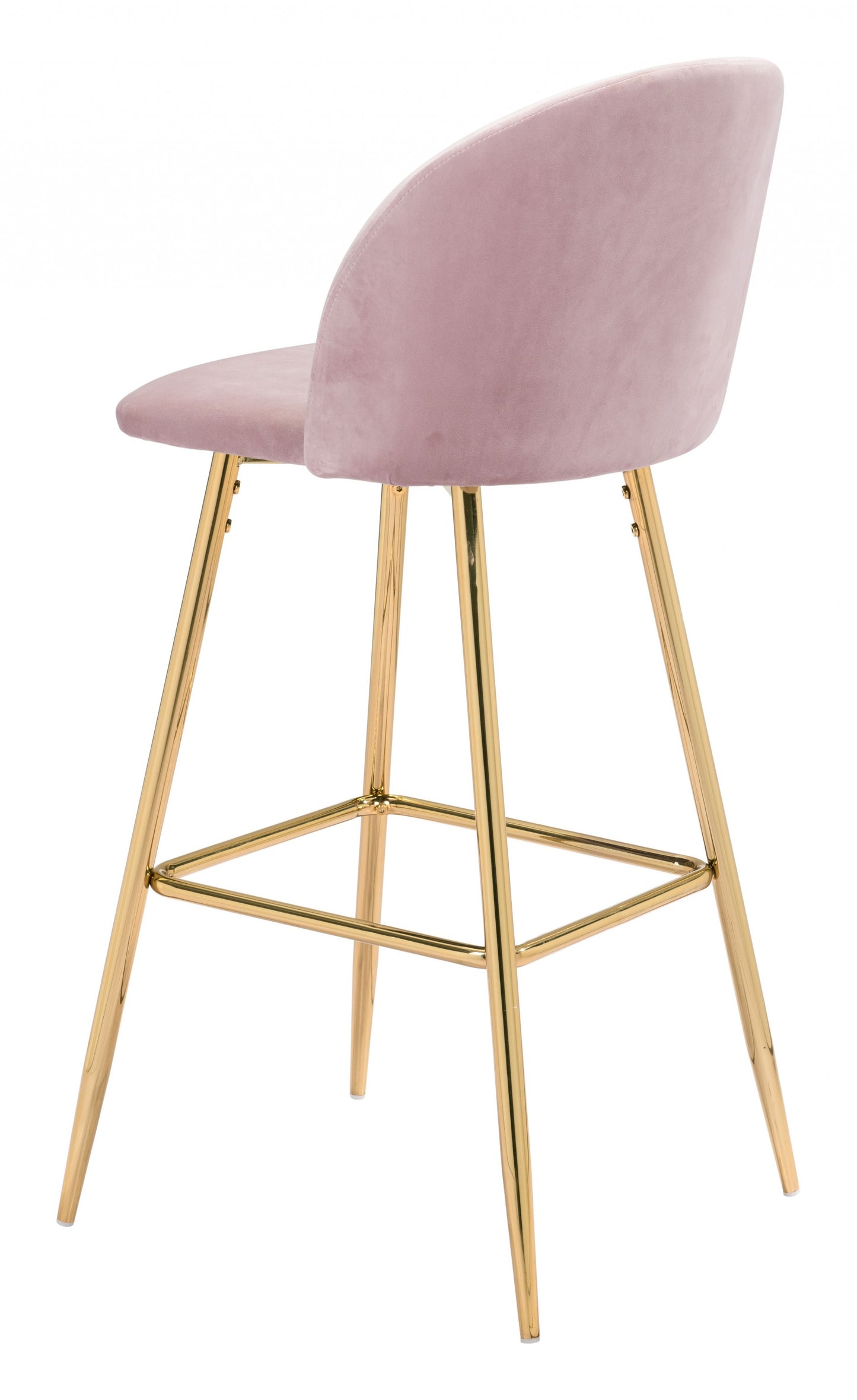 41" Pink And Gold Steel Low Back Bar Height Chair With Footrest