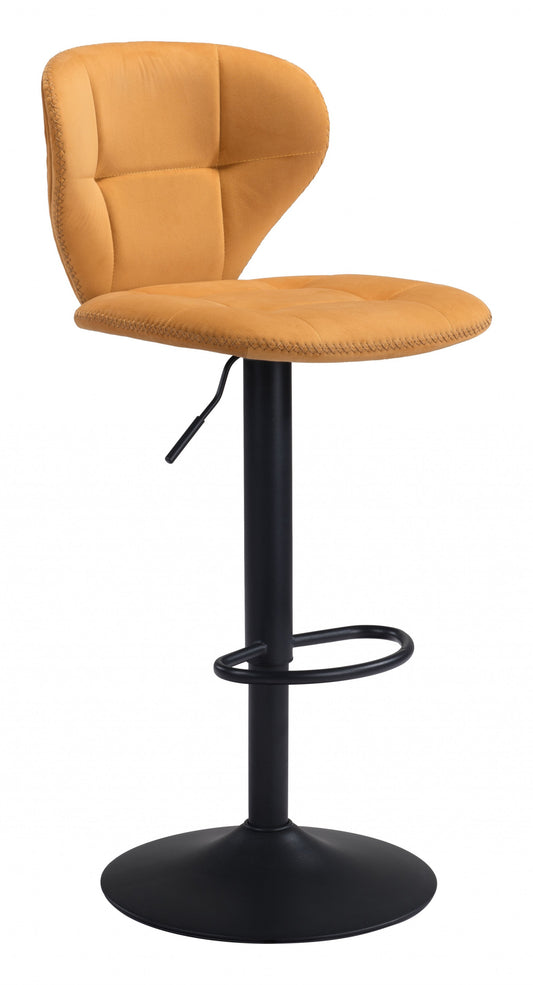 24" Yellow and Black Steel Swivel Low Back Counter Height Bar Chair with Footrest
