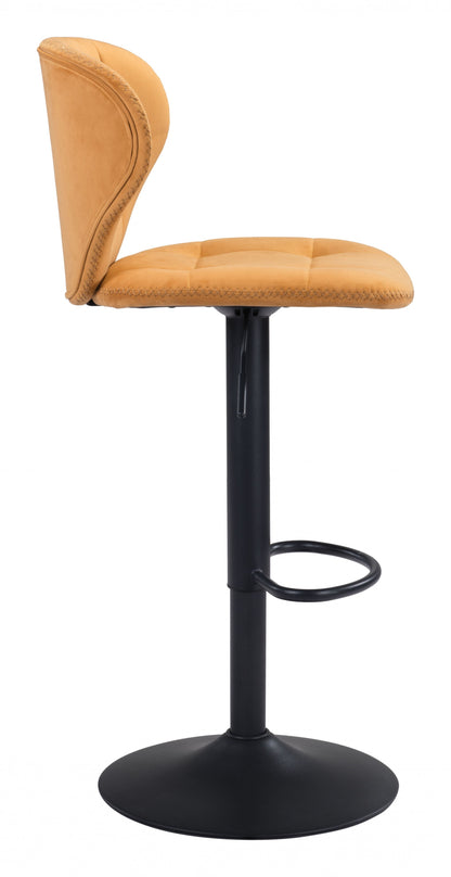 24" Yellow and Black Steel Swivel Low Back Counter Height Bar Chair with Footrest