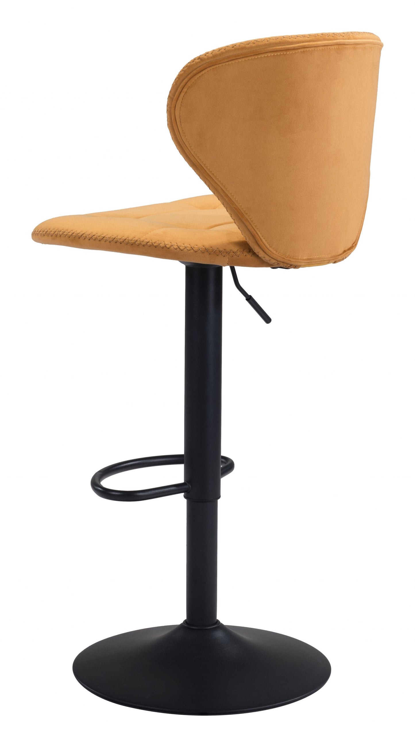 24" Yellow and Black Steel Swivel Low Back Counter Height Bar Chair with Footrest
