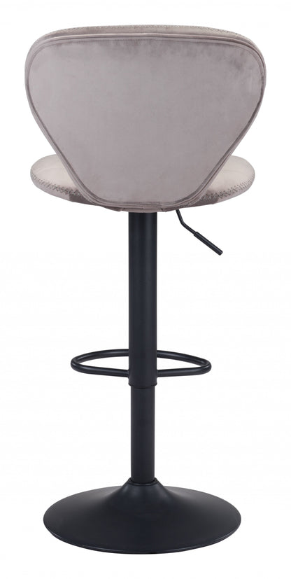 35" Gray And Black Steel Swivel Low Back Counter Height Bar Chair With Footrest