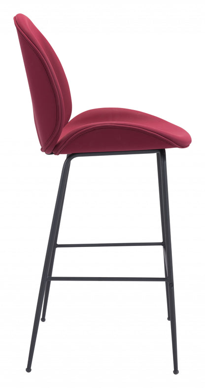 47" Red And Black Steel Low Back Bar Height Chair With Footrest