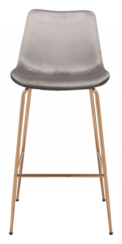 43" Gray Copper Steel Low Back Bar Height Chair With Footrest