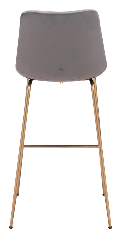 43" Gray Copper Steel Low Back Bar Height Chair With Footrest