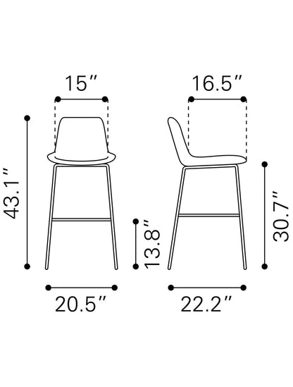 43" Yellow Velvet And Gold Steel Low Back Bar Height Chair With Footrest