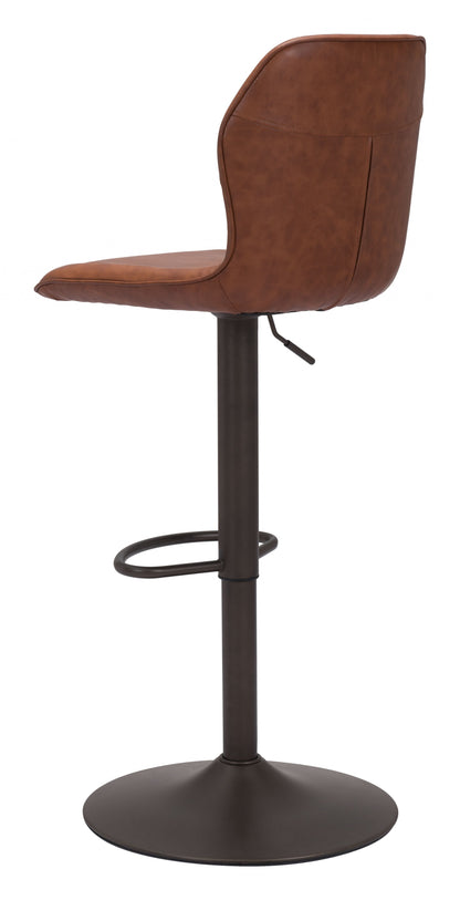 44" Brown And Black Steel Swivel Low Back Counter Height Bar Chair With Footrest