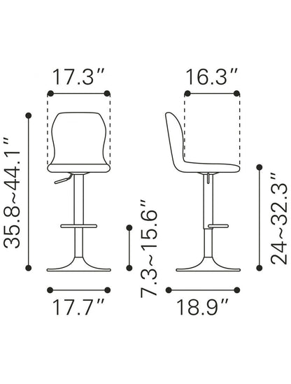 44" Brown And Black Steel Swivel Low Back Counter Height Bar Chair With Footrest